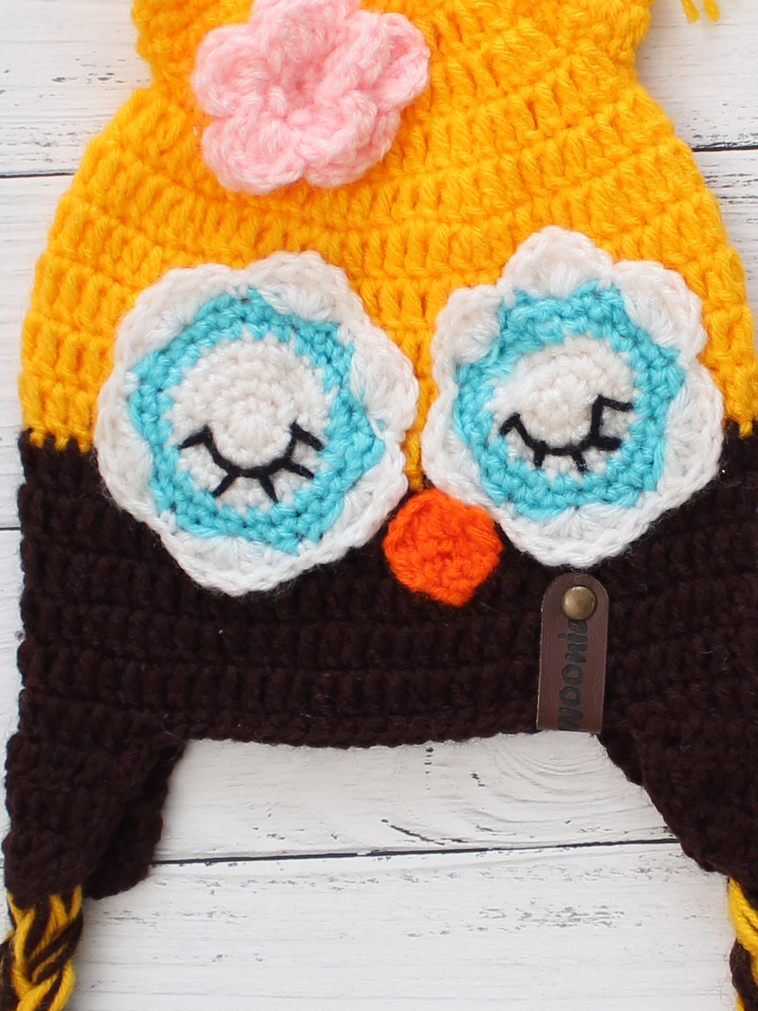 Woonie Handmade Crochet Bird Beanie for Newborn - Yellow
