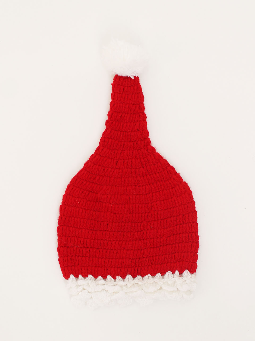 Woonie Handmade Crochet Christmas Cap with Pom Pom - Red