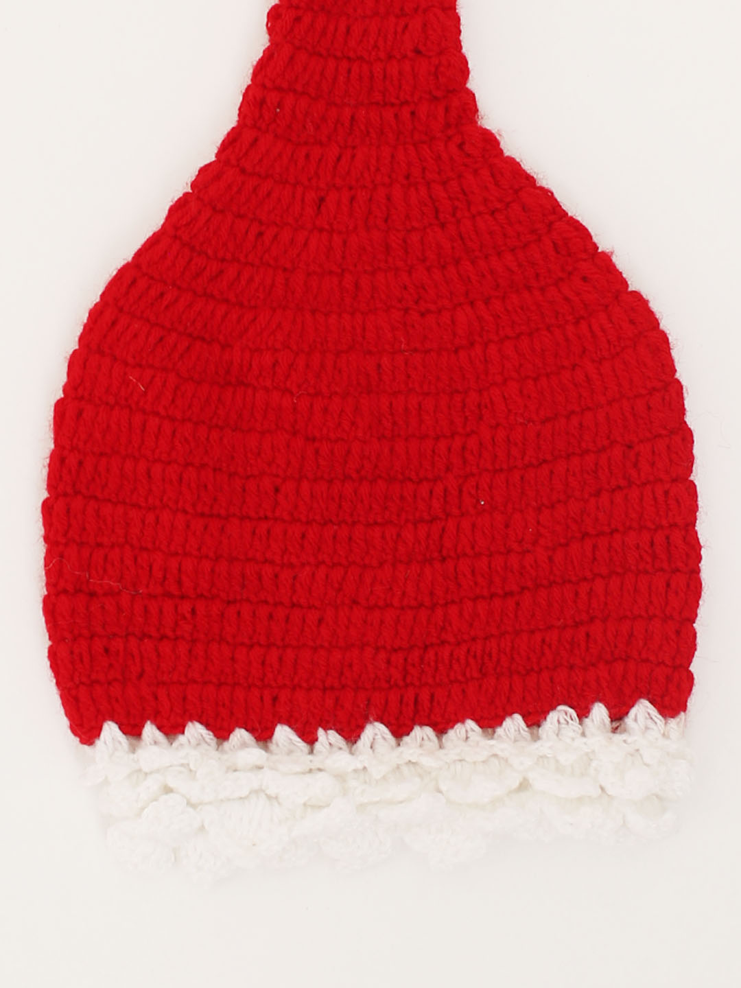 Woonie Handmade Crochet Christmas Cap with Pom Pom - Red
