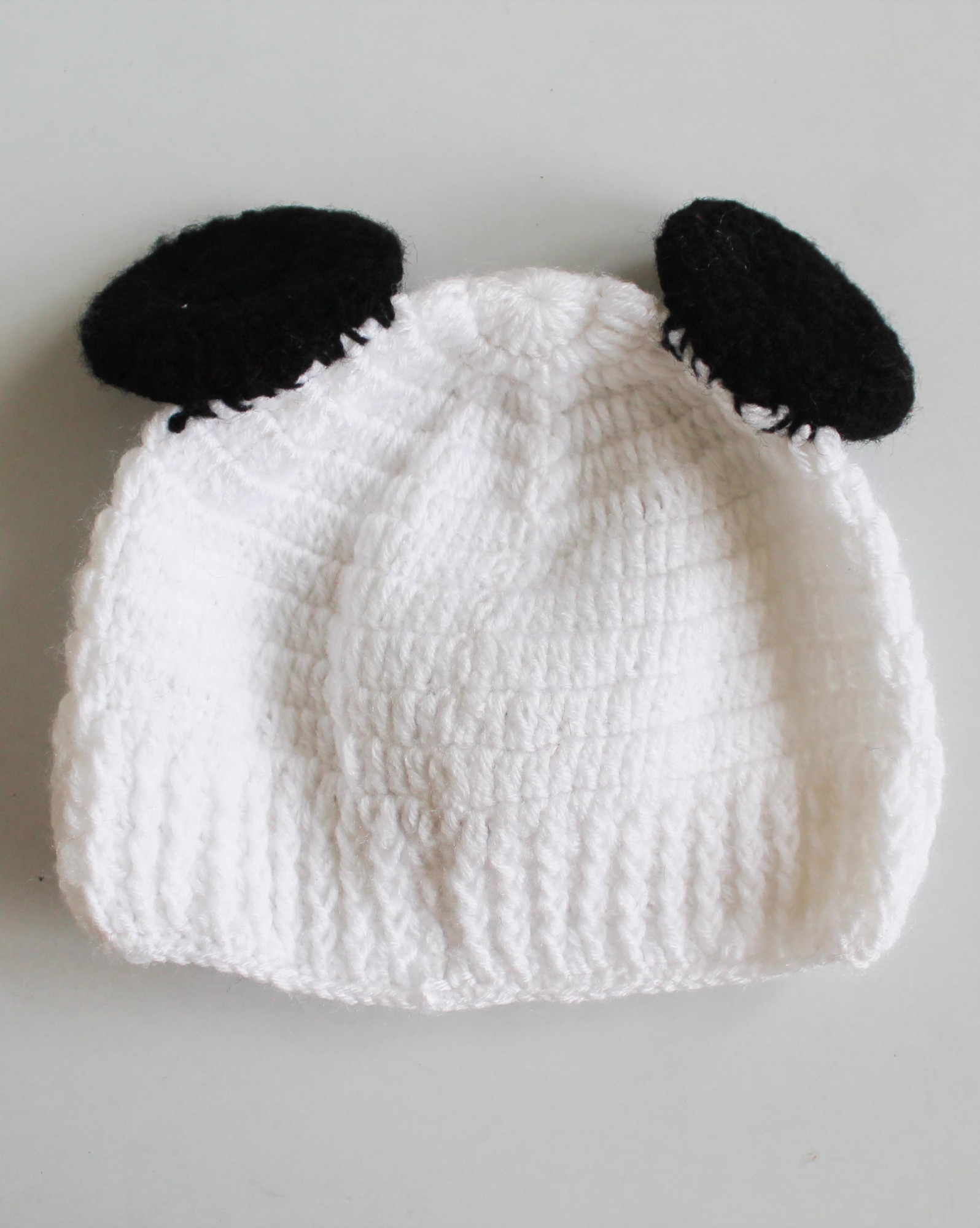 Woonie Handmade Crochet Cute Panda Cap - White