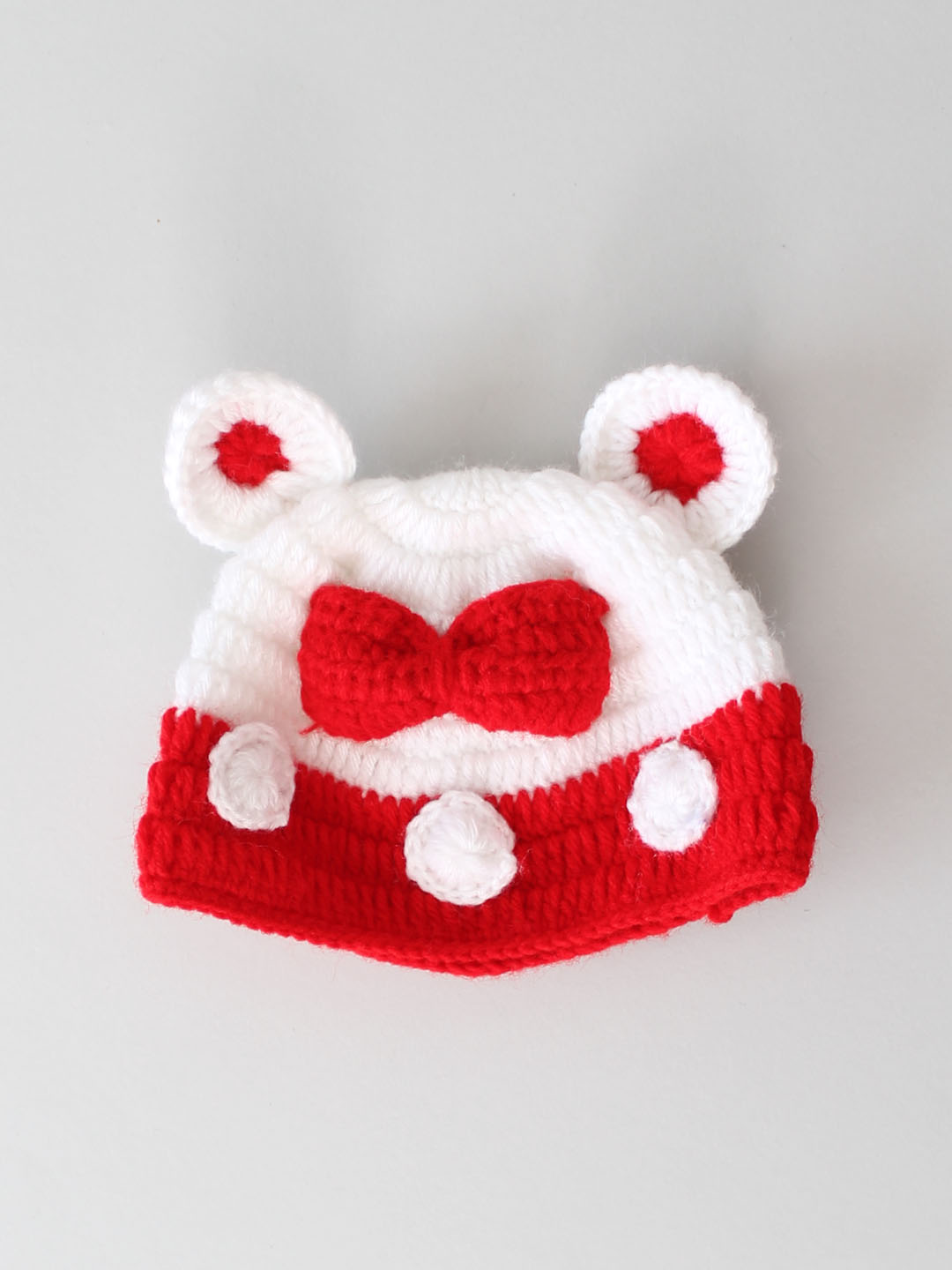 Woonie Handmade Crochet Frock with Cap and Booties - Red