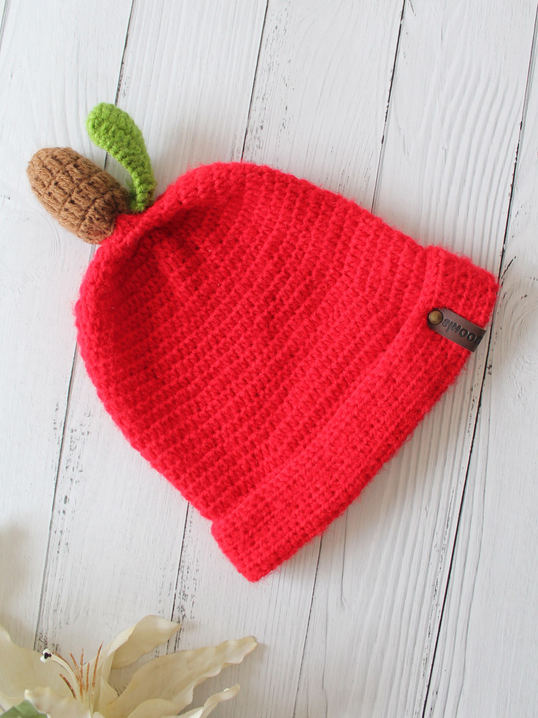 Woonie Handmade Crochet Infants Fruit Cap - Red