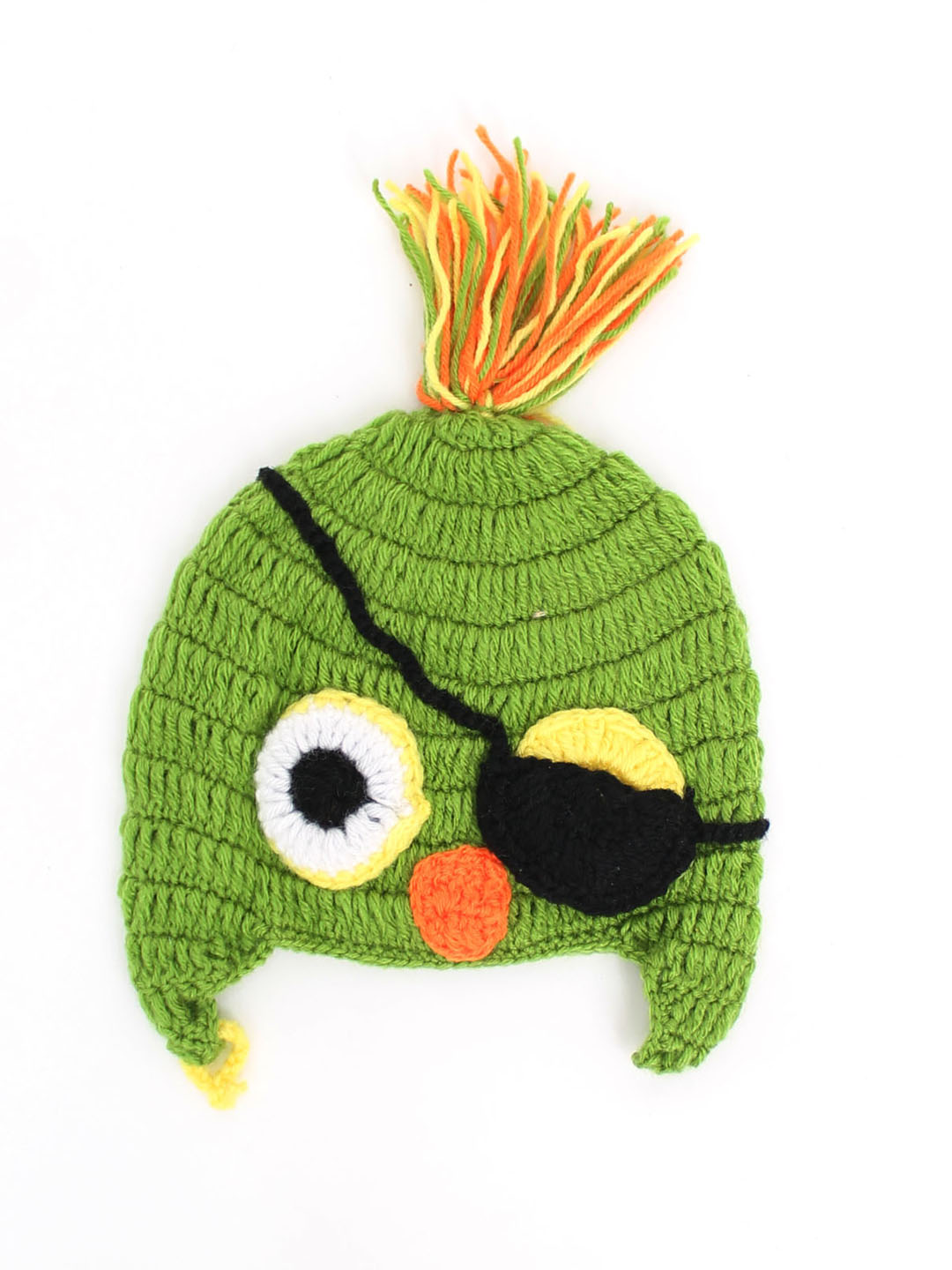 Woonie Handmade Crochet Parrot Design Woolen Cap - Green