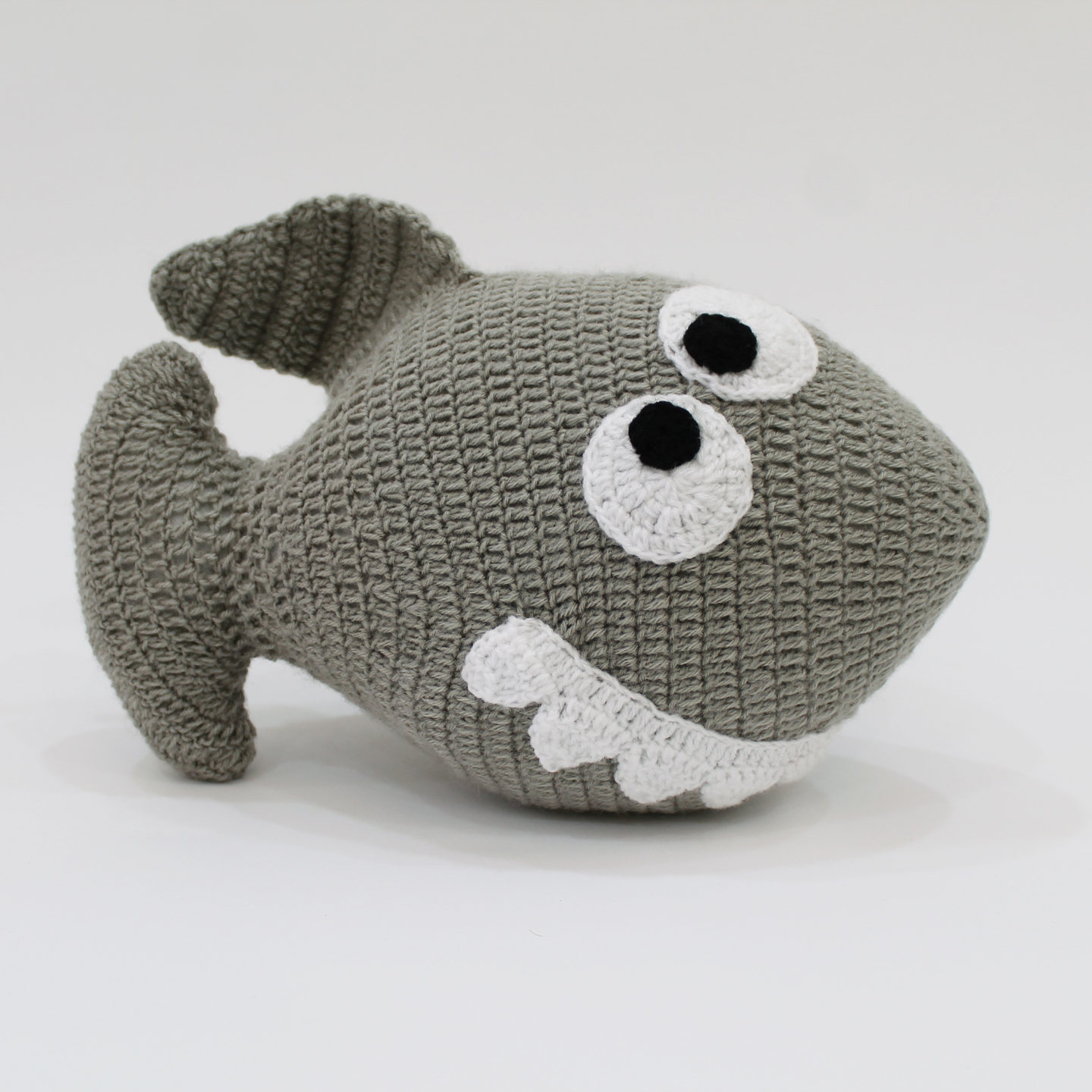 Woonie Handmade Fish Shaped Filled Cuddle Cushion-Grey