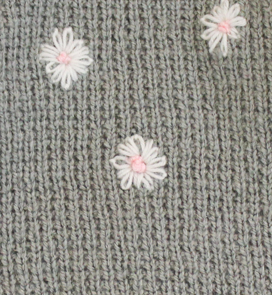 Woonie Handmade Full Sleeves Flower Designed Sweater For Kids-Grey