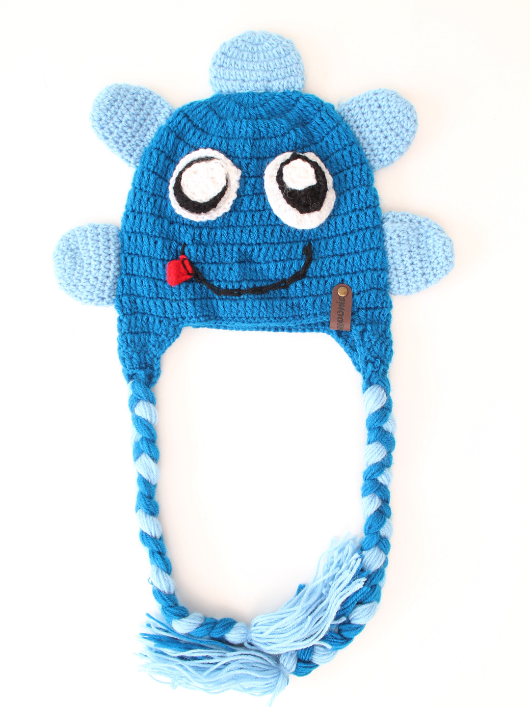 Woonie Handmade Horns Detailed Dinosaur Beanie Cap - Blue