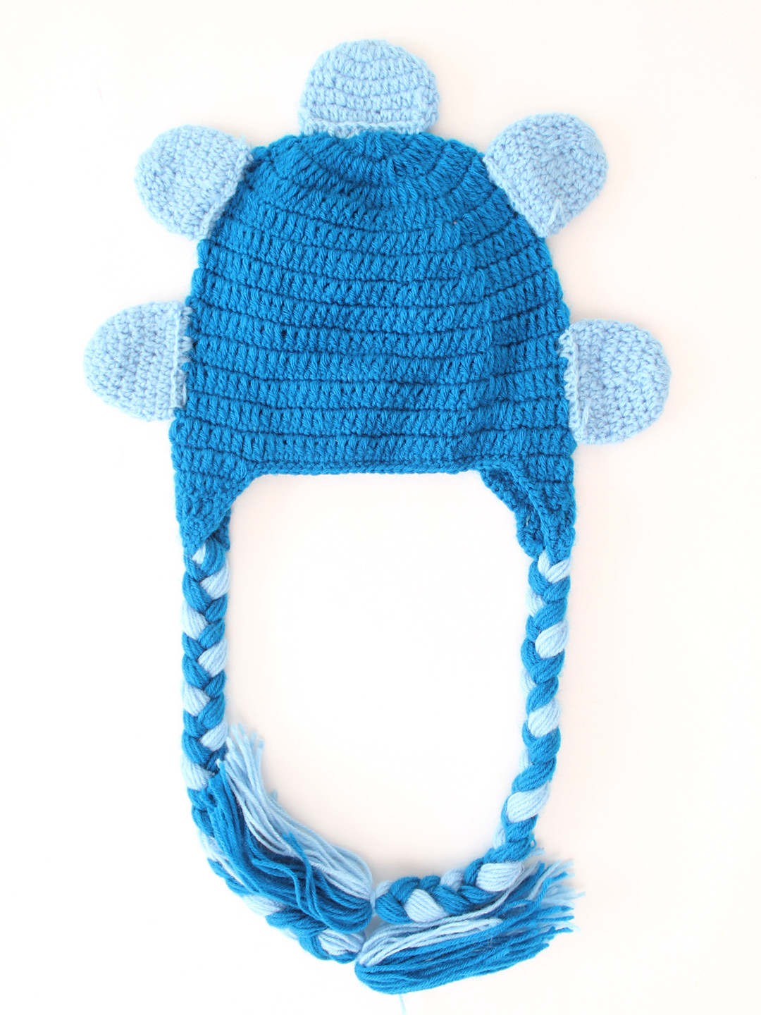 Woonie Handmade Horns Detailed Dinosaur Beanie Cap - Blue