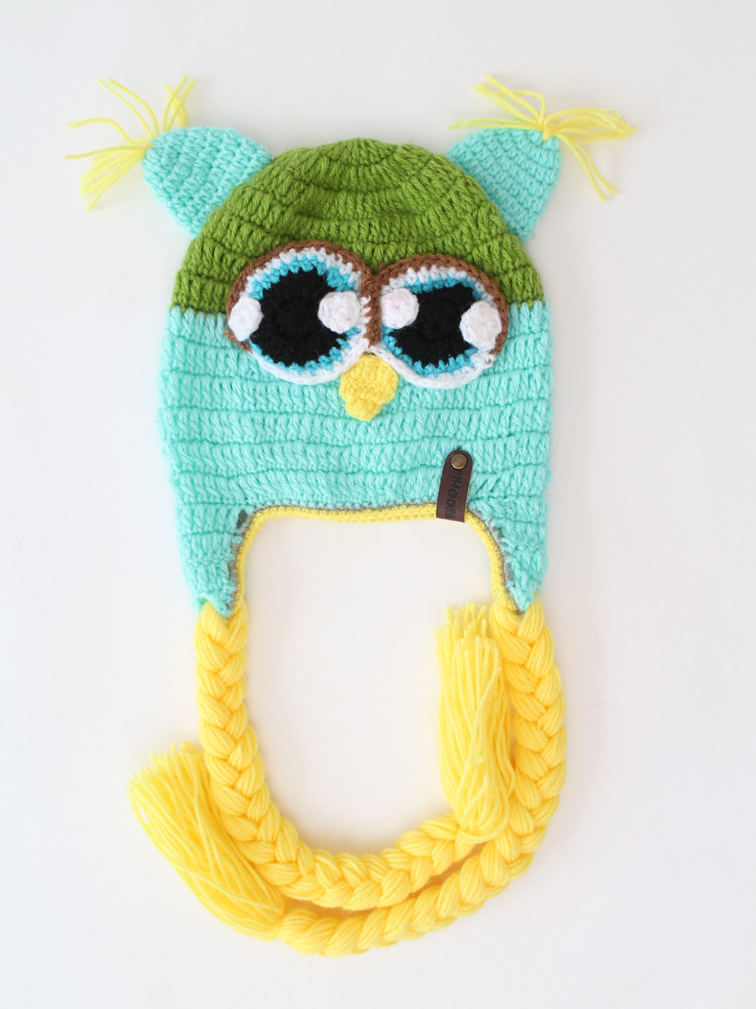 Woonie Handmade Newborn Bird Eyes Crochet Beanie - Green