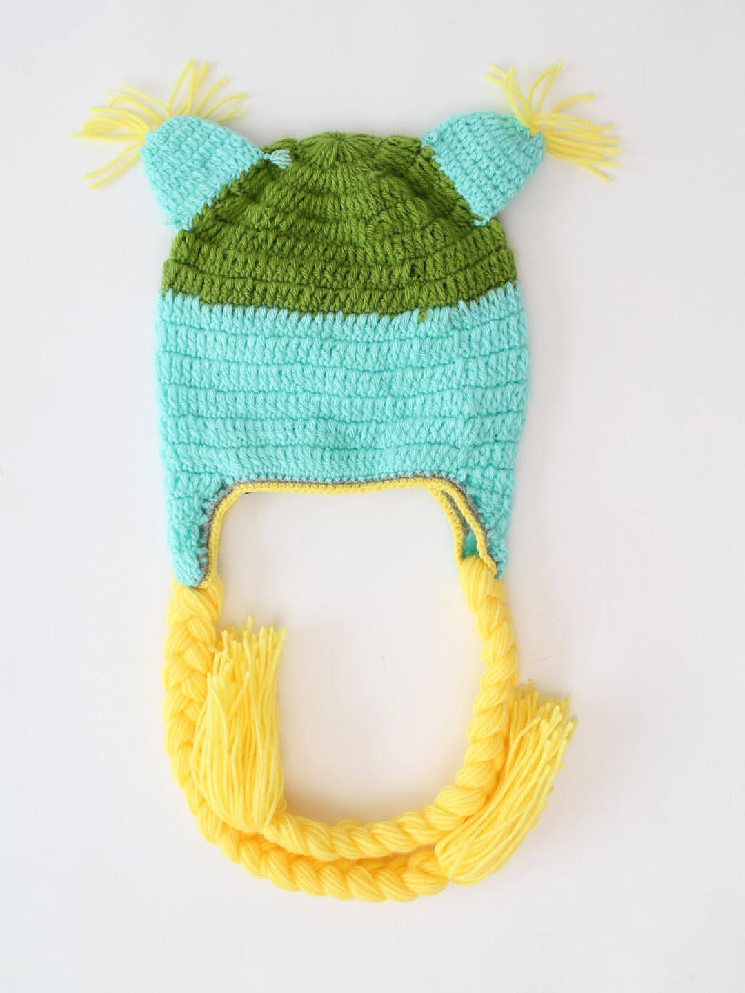 Woonie Handmade Newborn Bird Eyes Crochet Beanie - Green