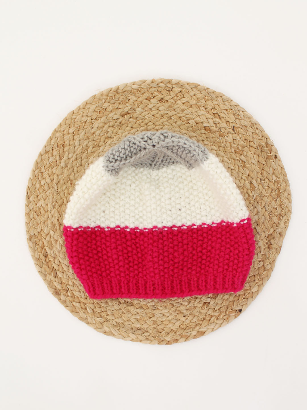 Woonie Handmade Triple Shaded Newborn Woolen Cap - Multi