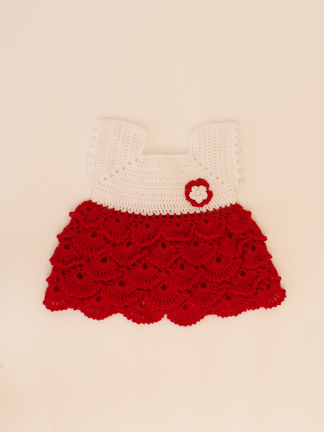 Woonie Layered & Floral Frock for Baby Girls - Red