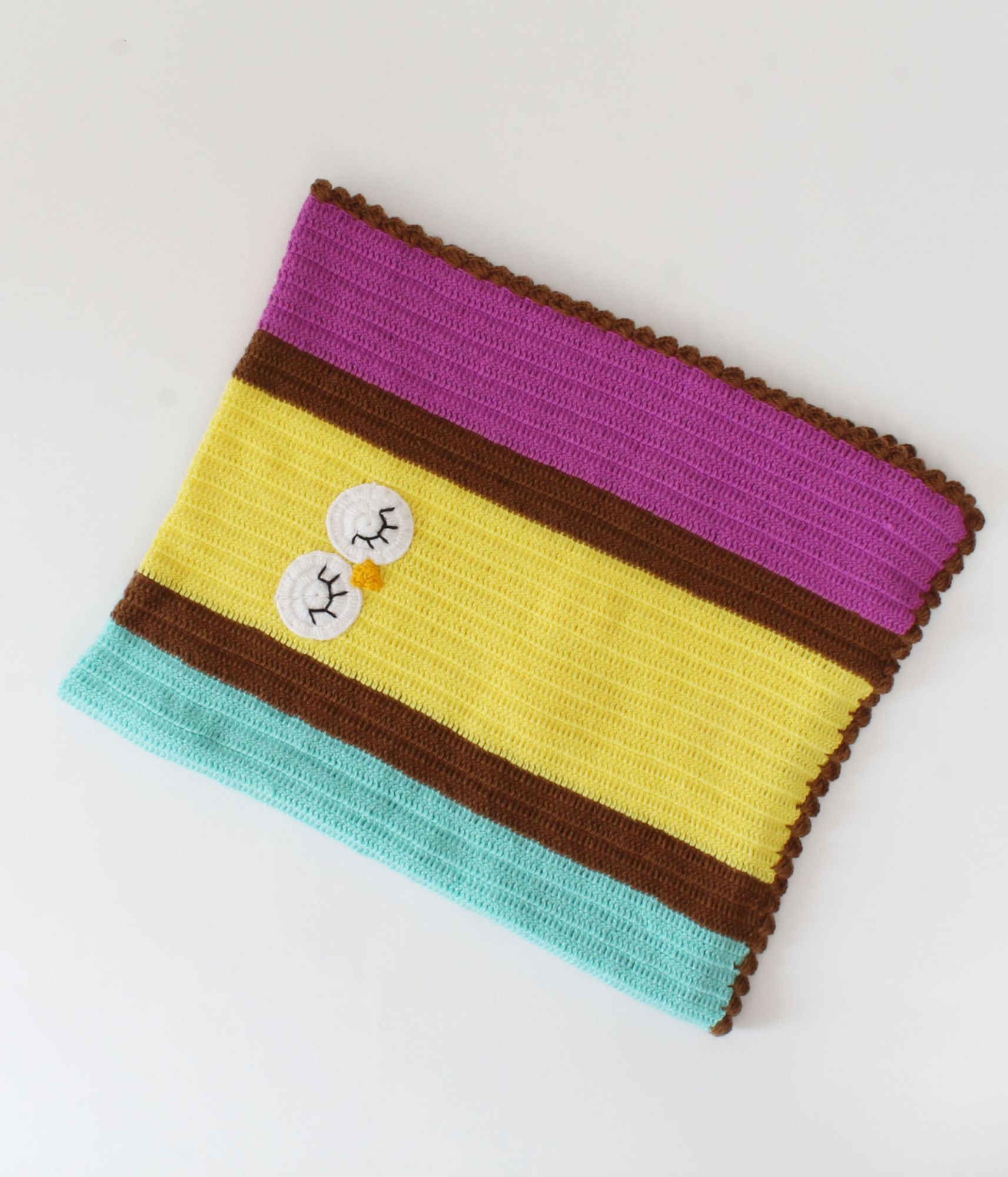 Woonie Muticolored Eyes Applique Handmade Blanket for Infants
