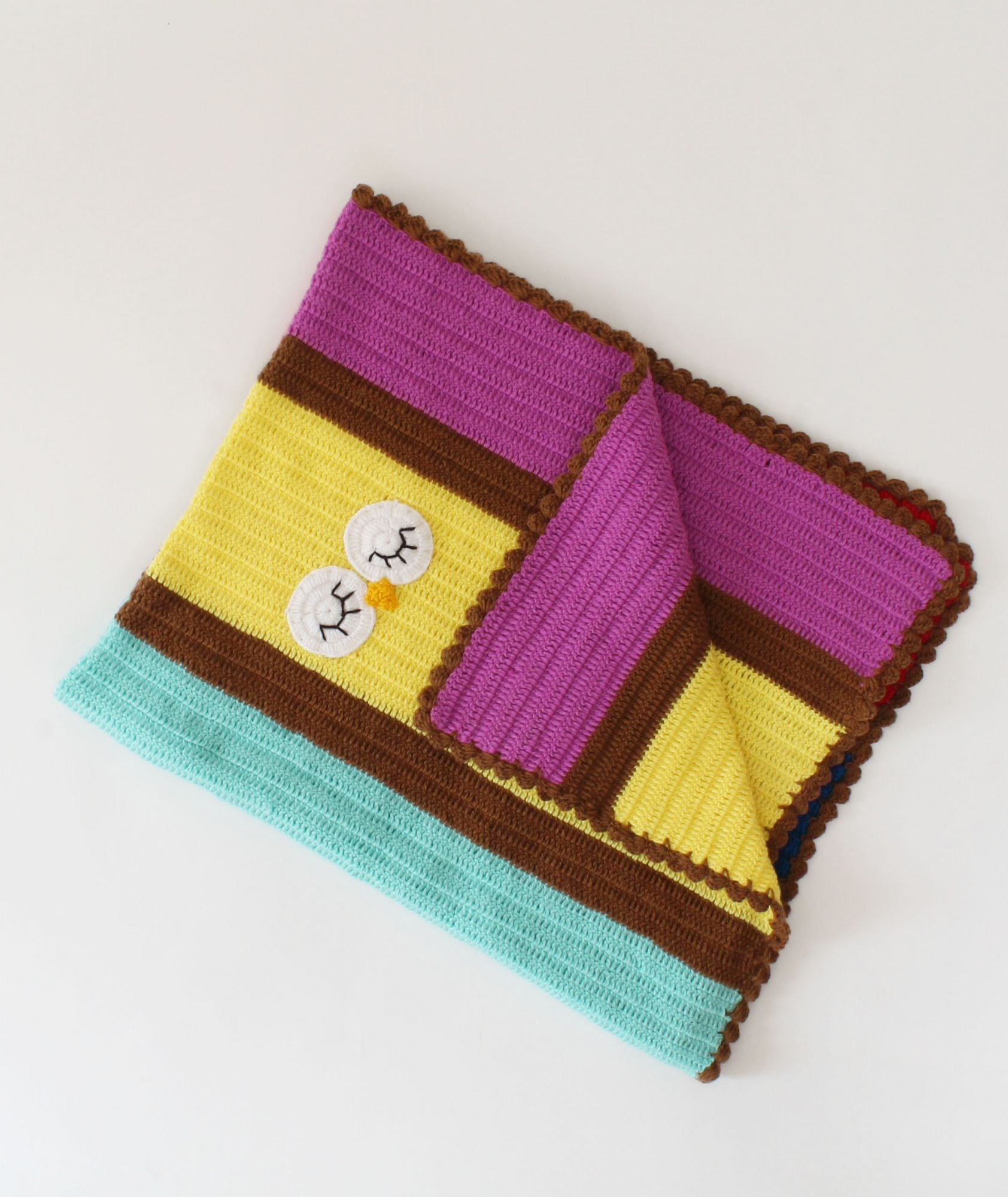 Woonie Muticolored Eyes Applique Handmade Blanket for Infants