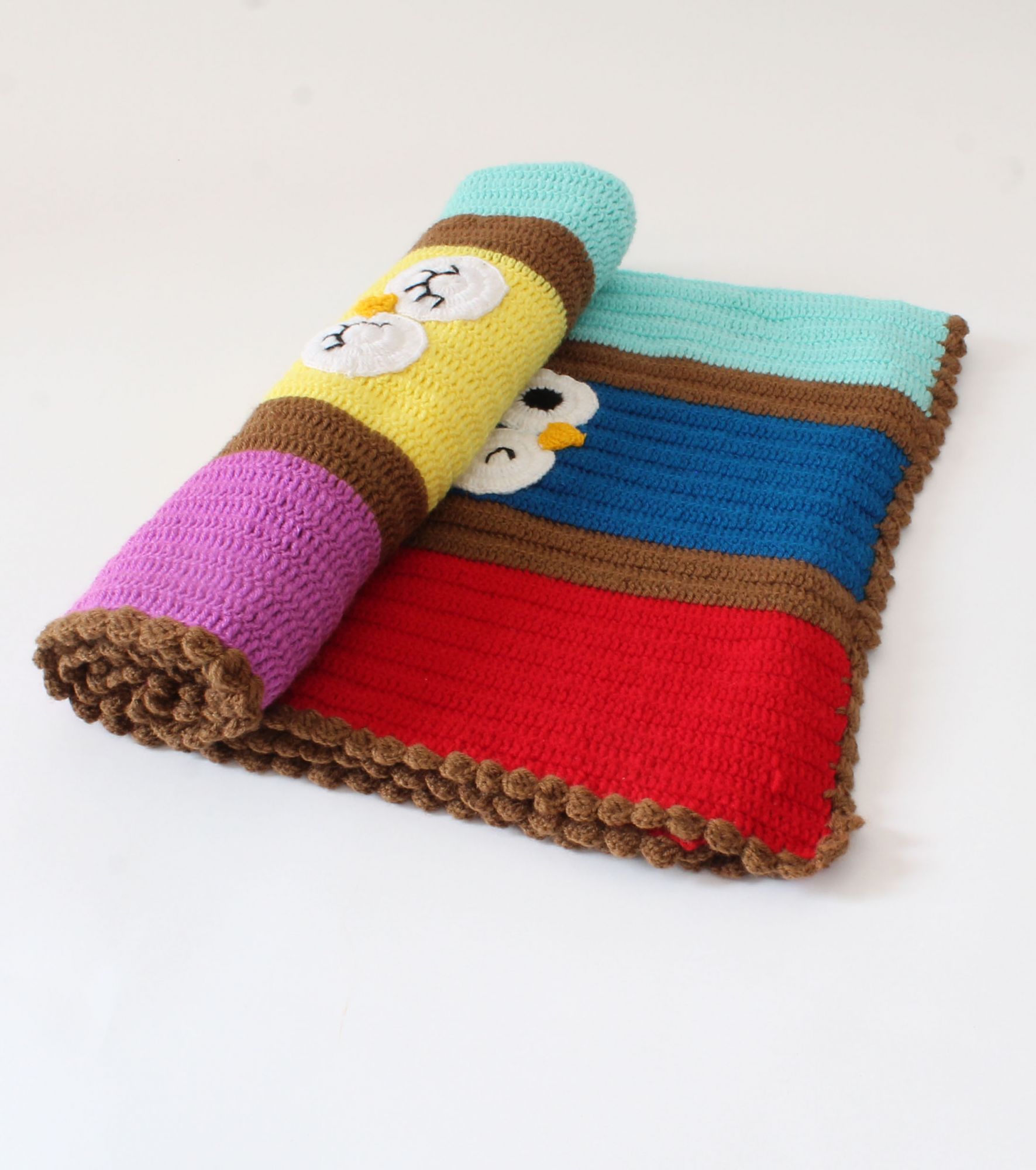 Woonie Muticolored Eyes Applique Handmade Blanket for Infants