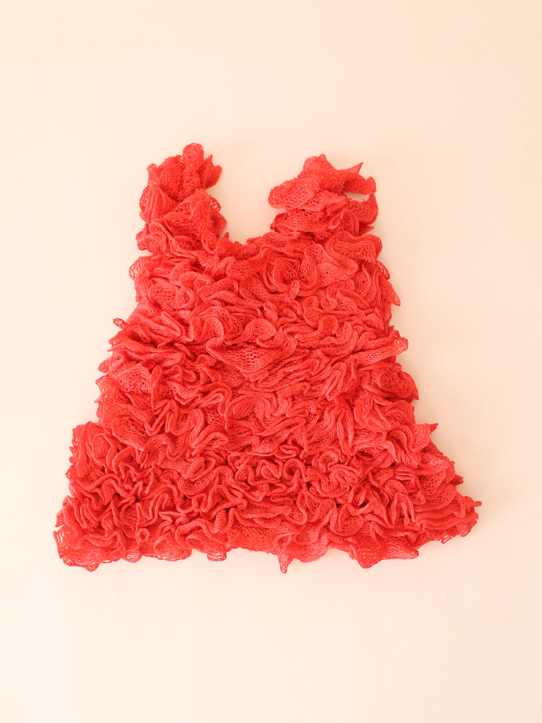 Woonie Ruffled Cinderella Winterwear Dress - Coral