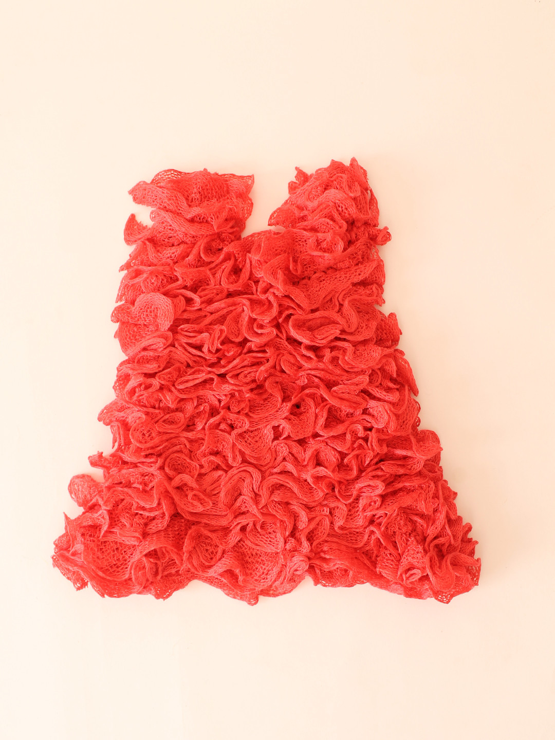 Woonie Ruffled Cinderella Winterwear Dress - Coral