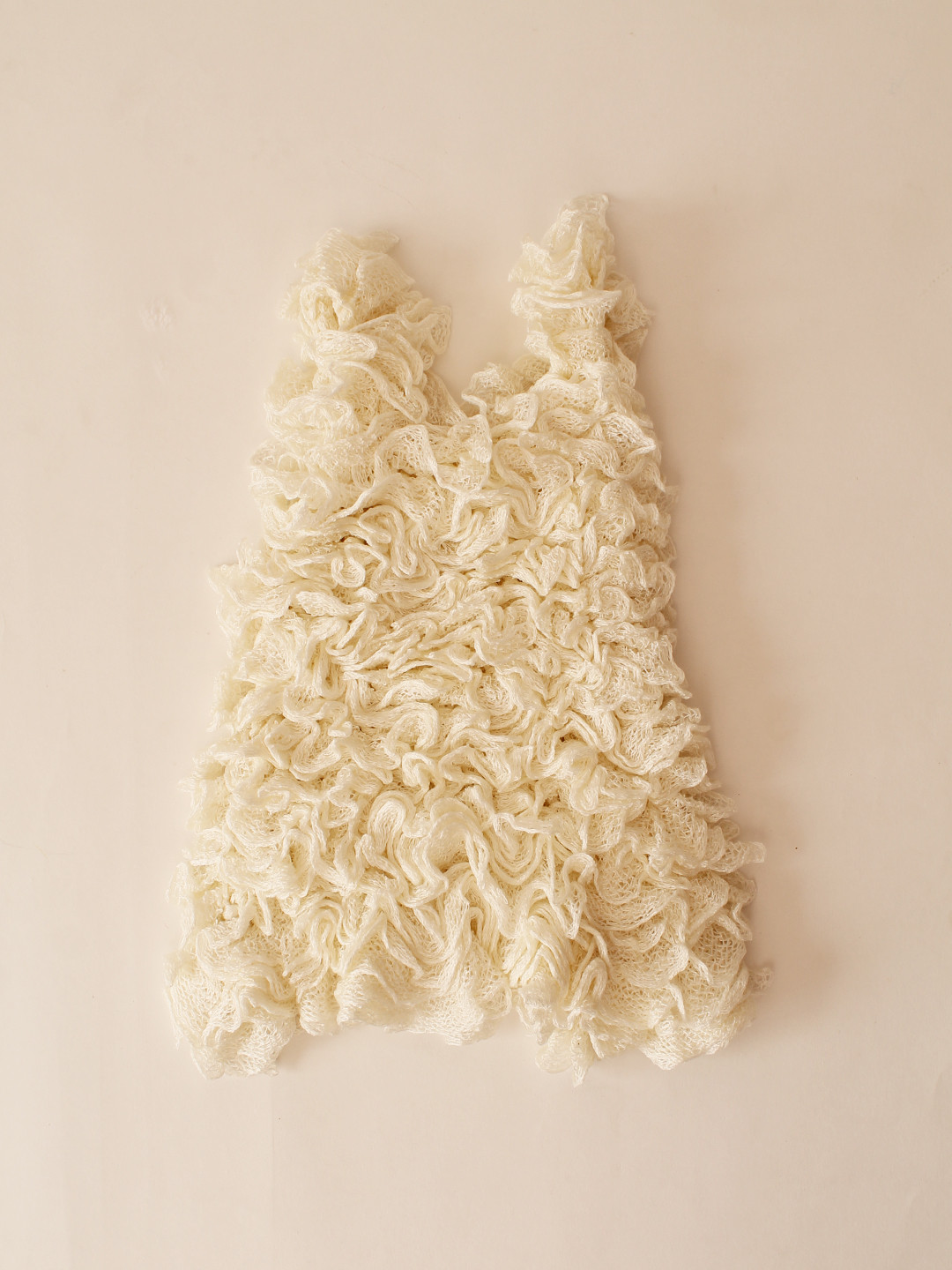 Woonie Ruffled Winterwear Baby Girl Dress - Cream