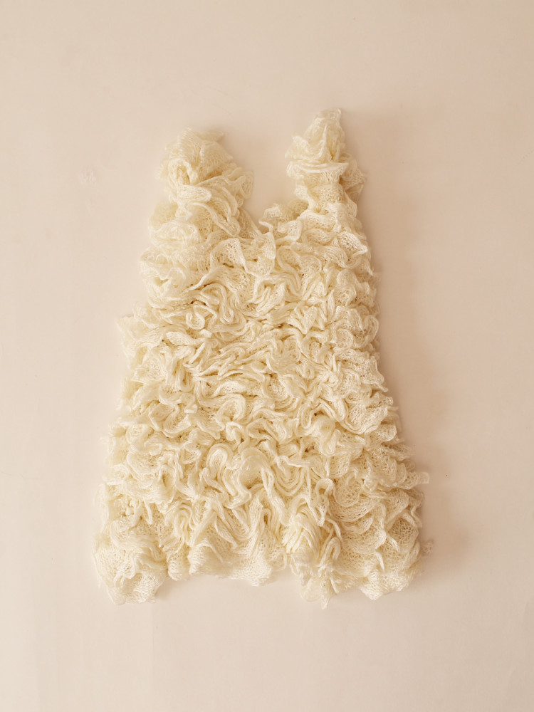 Woonie Ruffled Winterwear Baby Girl Dress Cream