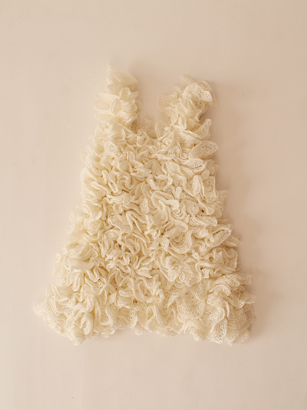 Woonie Ruffled Winterwear Baby Girl Dress - Cream