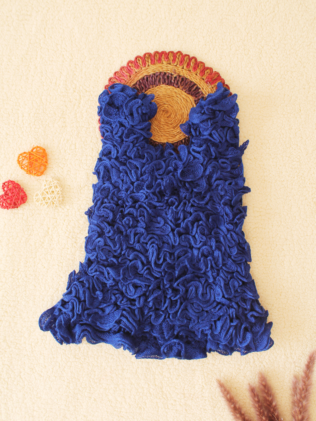 Woonie Ruffled Winterwear Cinderella Dress - Blue