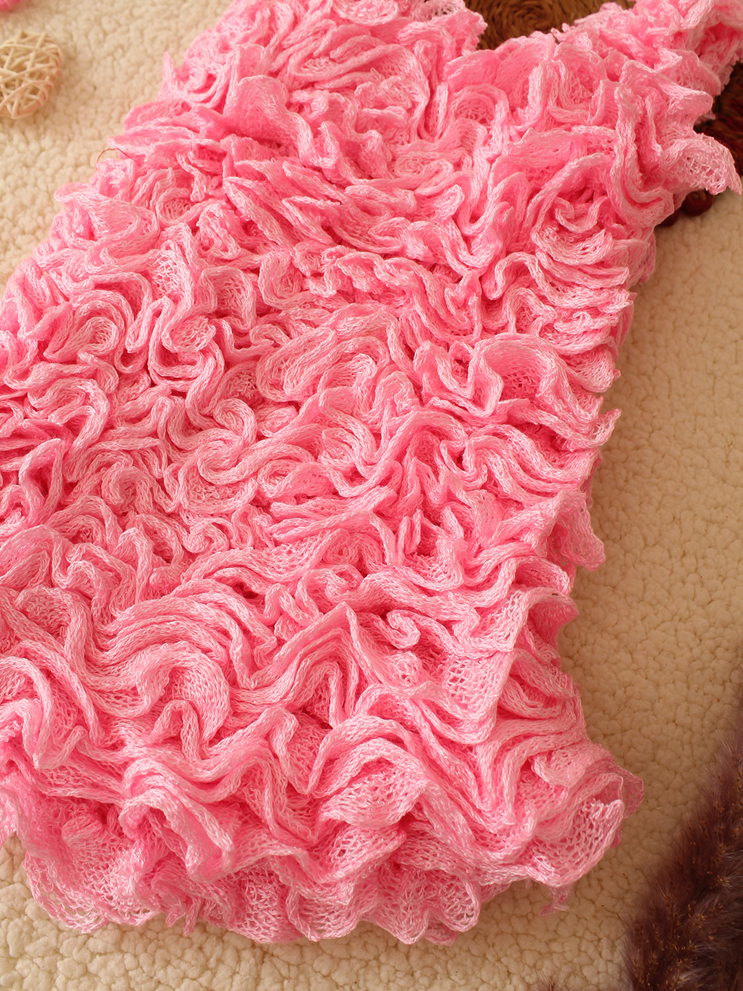 Woonie Ruffled Winterwear Dress for Baby Girl - Pink