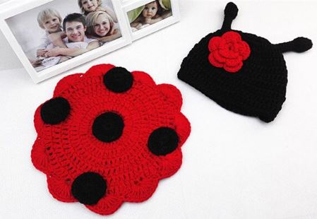 Woonie (Set of 2) Baby Designer Crochet Beautiful CostumeRed and Black Photography Props