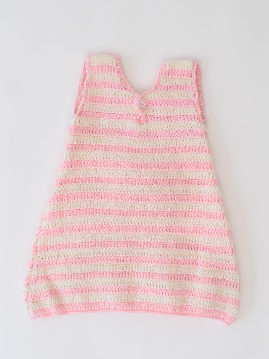 Woonie Sleeveless Crochet Bird Designed Dress for Infants-Pink