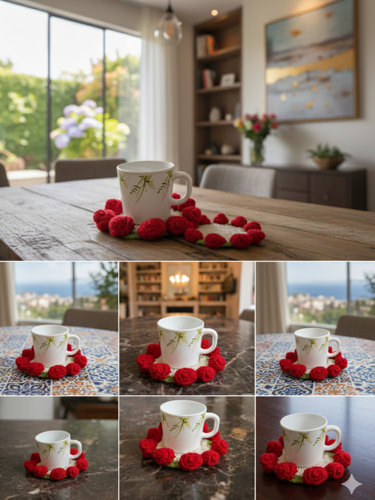 Image of Crochet Rose Coaster (Pack of 2)