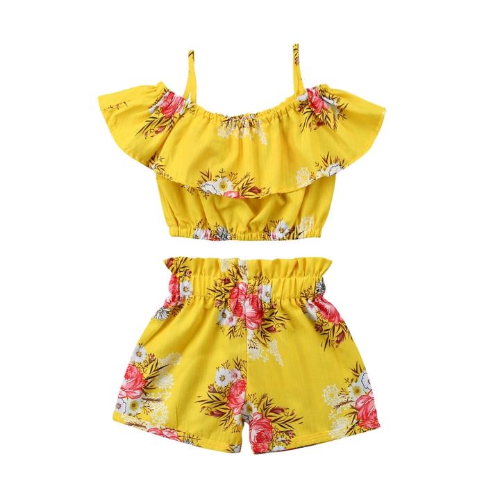 Yellow Strap Top with Shorts