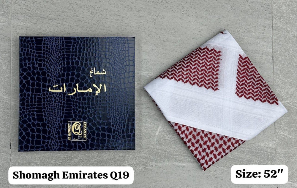Image of شماغ الإمارات خامة ناعم متوسط باللون أحمر مع الأبيض  مقاس 52 | SHIMAG EMARAT COLOR RED/WHT SIZE 52