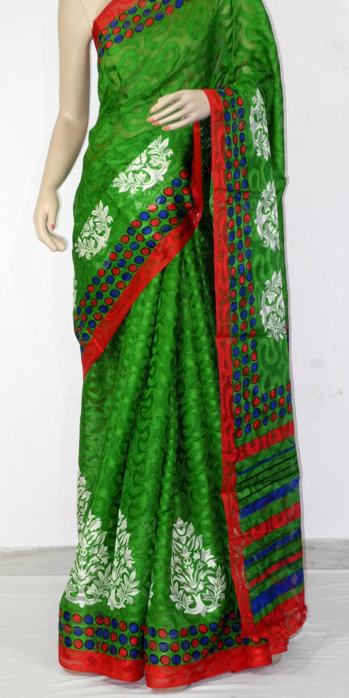 Green Exclusive Brasso Art Silk Saree with Blouse
