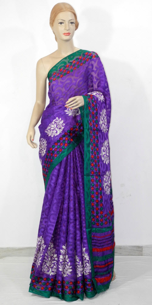 Purple Exclusive Brasso Art Silk Saree with Blouse
