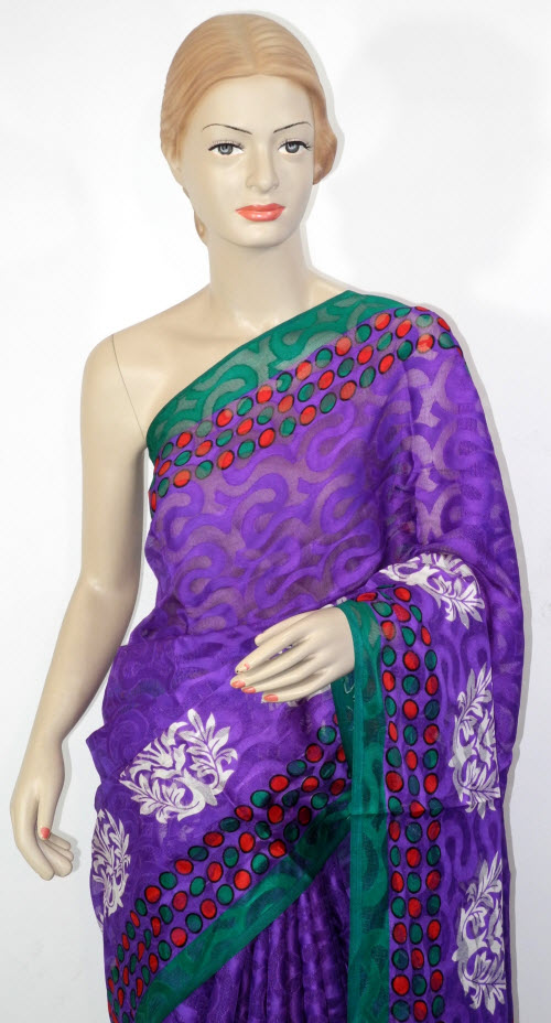 Purple Exclusive Brasso Art Silk Saree with Blouse