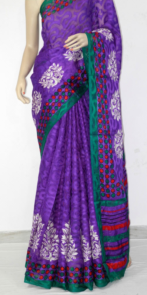 Purple Exclusive Brasso Art Silk Saree with Blouse