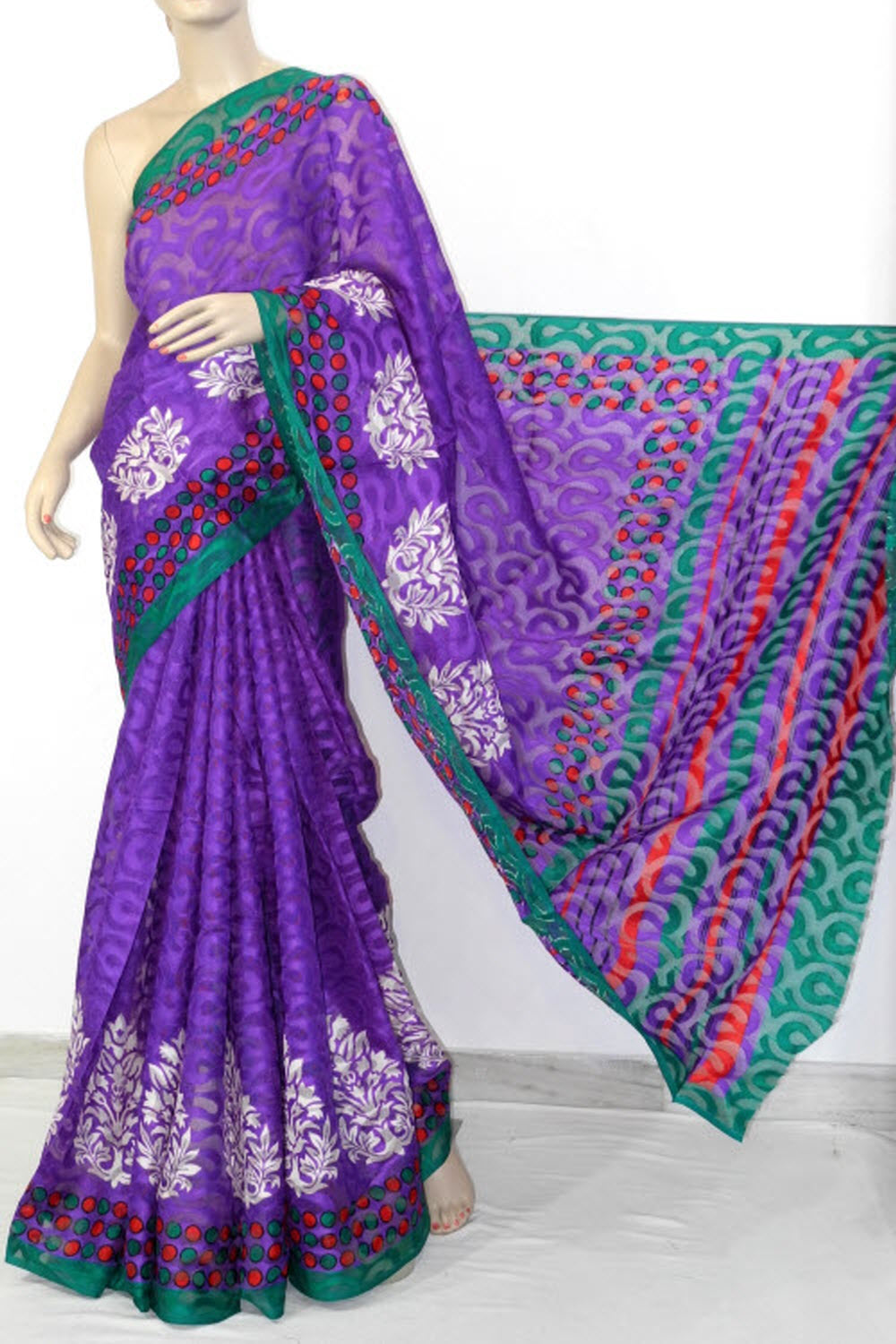Purple Exclusive Brasso Art Silk Saree with Blouse