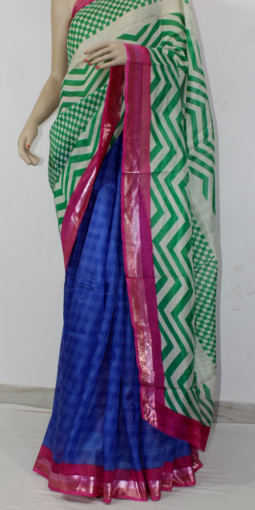 Green-Blue Exclusive Art Silk Saree with Blouse
