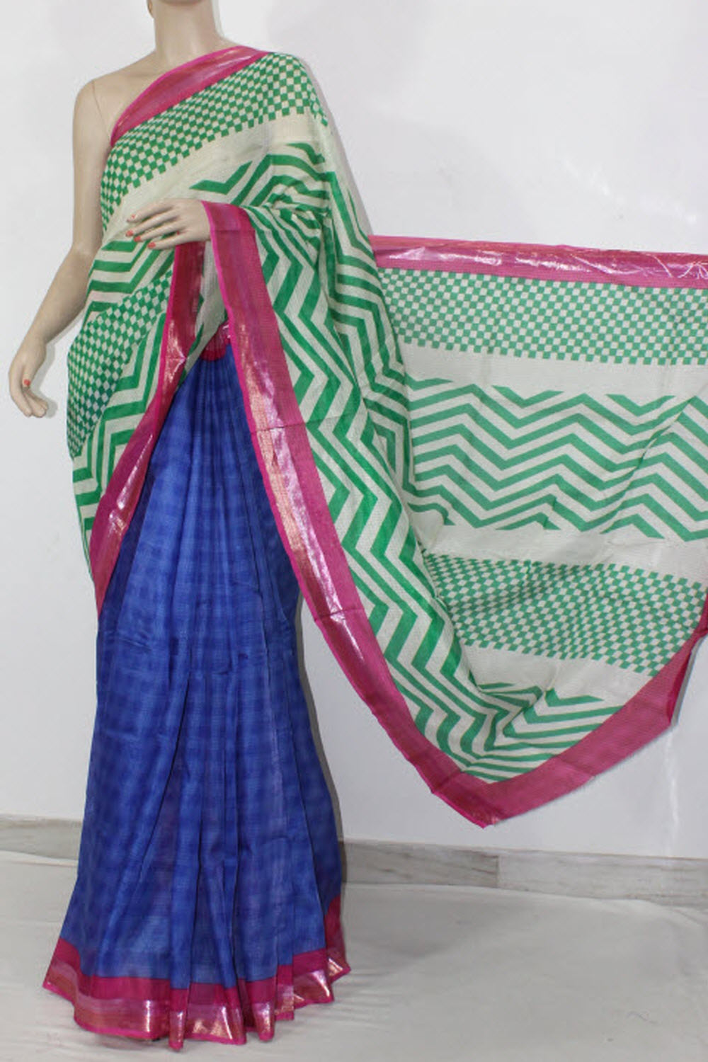 Green-Blue Exclusive Art Silk Saree with Blouse