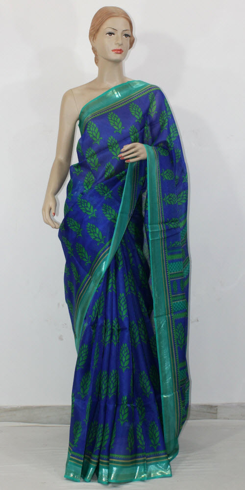 Sea Green-Blue Exclusive Art Silk Saree with Blouse