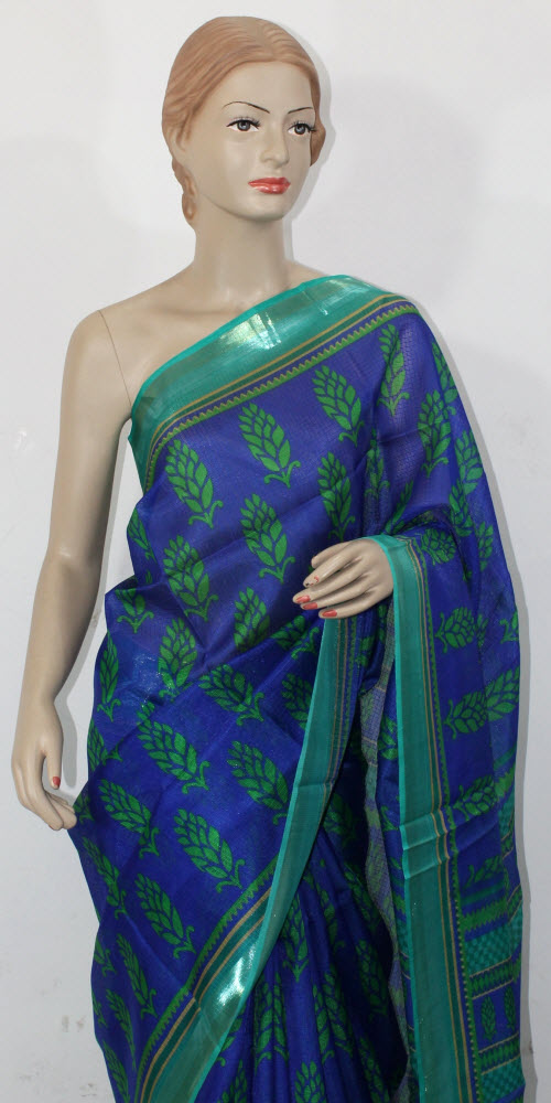 Sea Green-Blue Exclusive Art Silk Saree with Blouse