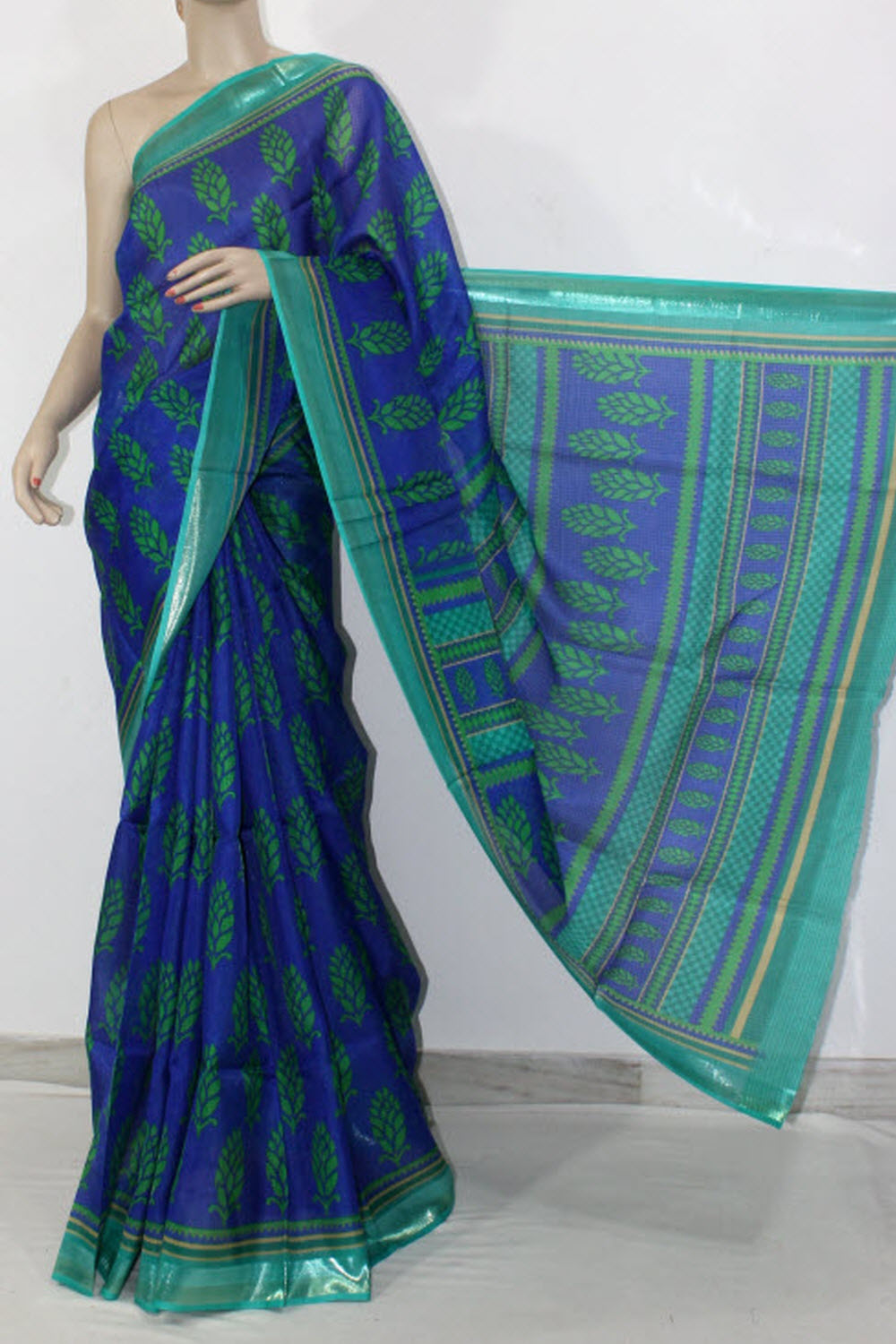 Sea Green-Blue Exclusive Art Silk Saree with Blouse