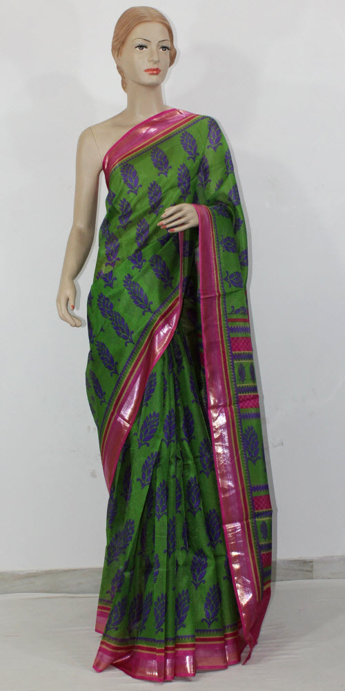 Green-Pink Exclusive Art Silk Saree with Blouse