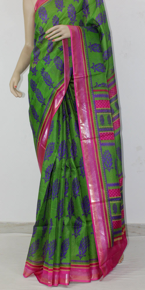 Green-Pink Exclusive Art Silk Saree with Blouse