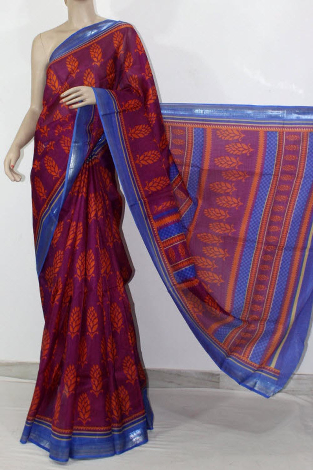 Magenta-Blue Exclusive Art Silk Saree with Blouse