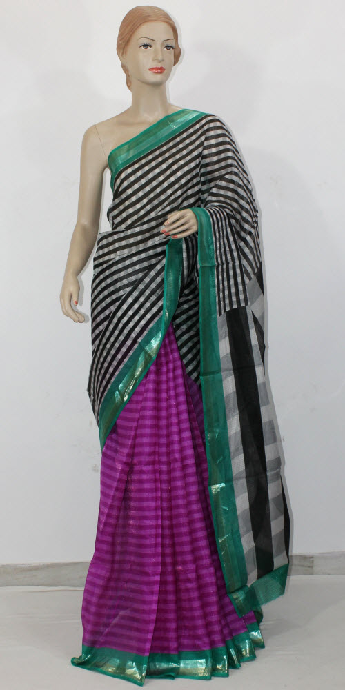 Magenta-Black Exclusive Art Silk Saree with Blouse