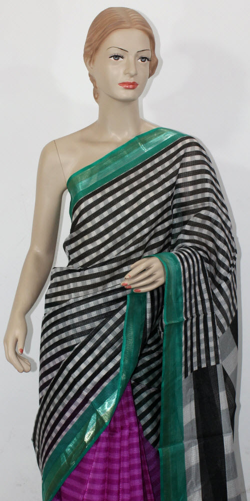Magenta-Black Exclusive Art Silk Saree with Blouse