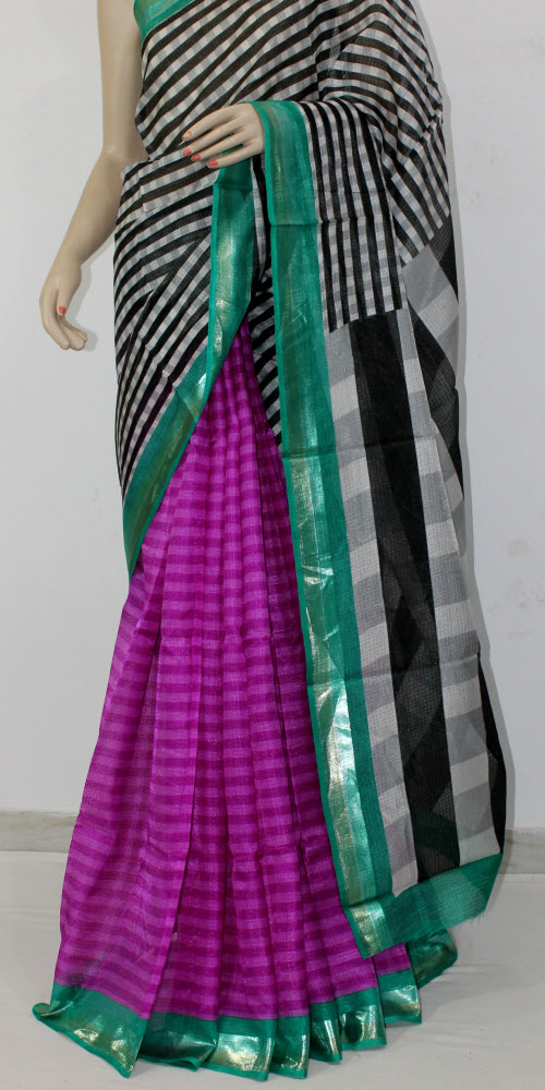 Magenta-Black Exclusive Art Silk Saree with Blouse