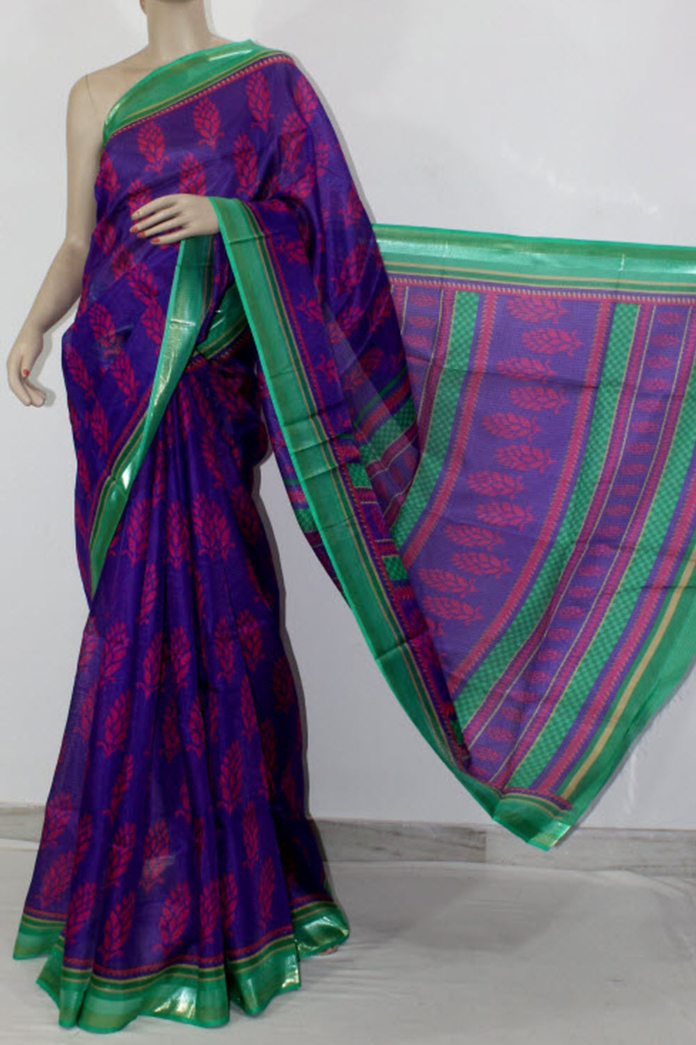 Blue-Pink Exclusive Art Silk Saree with Blouse