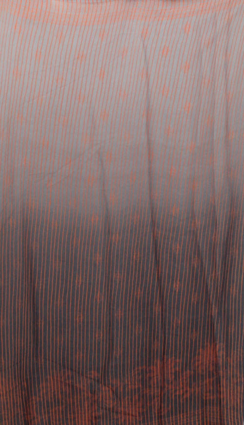 Grey-Orange Mal-Mal Georgette Saree with Blouse