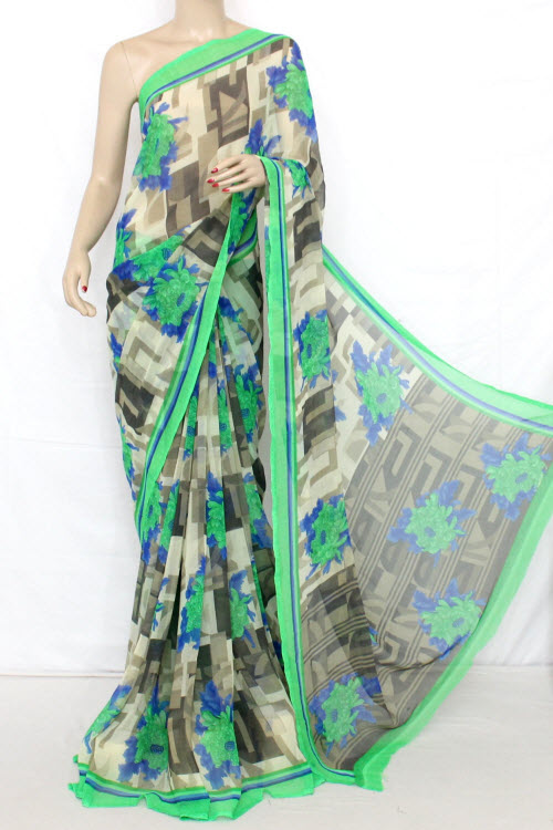 Pista Green Chiffon Saree with Blouse