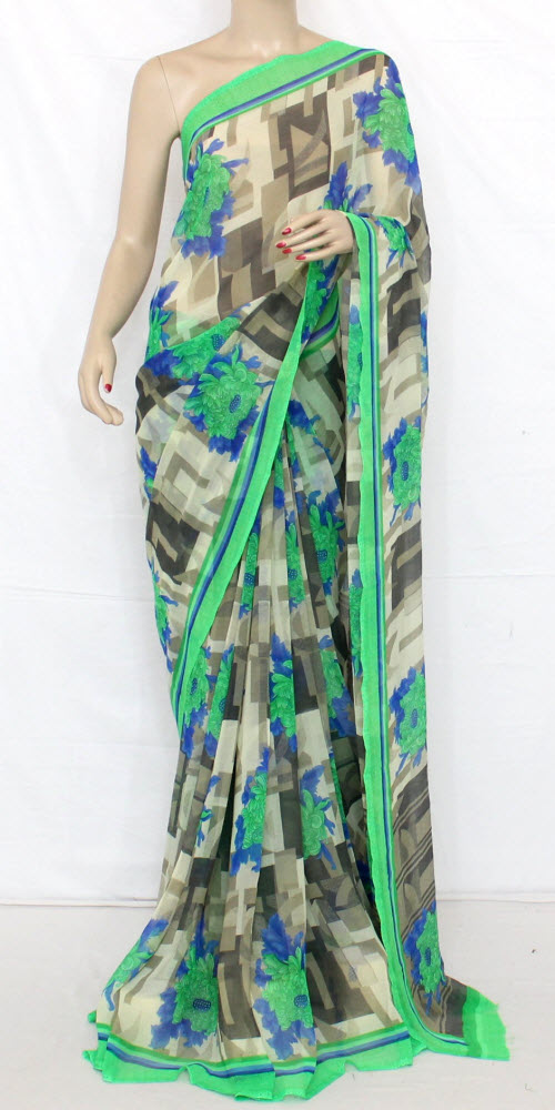 Pista Green Chiffon Saree with Blouse